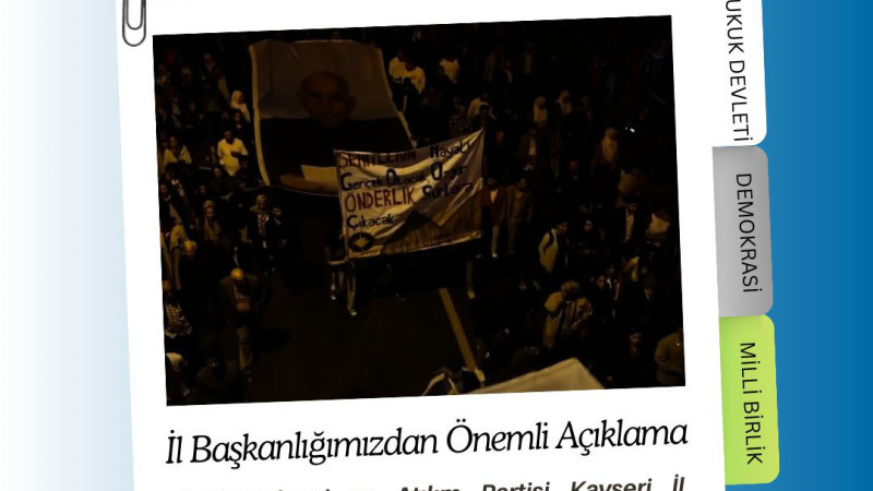 DEVA Kayseri İl Başkanlığı Diyarbakır’da yaşanan olaya tepki gösterdi