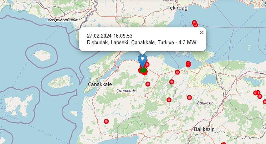 Çanakkale’de 4.6 büyüklüğünde deprem