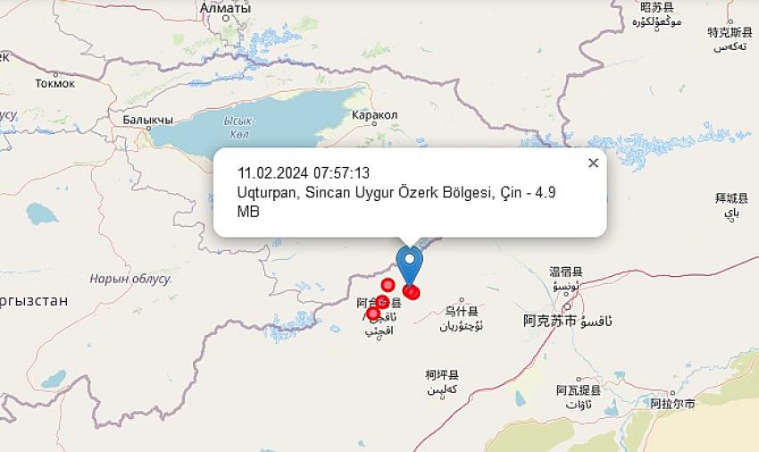 Çin Uygur Özerk Bölgesi’nde 4.9 ve 4.4 büyüklüğünde deprem