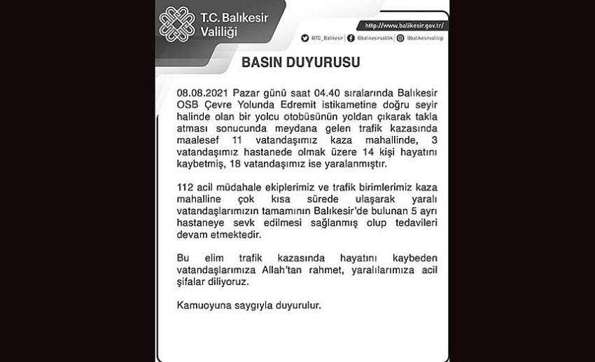 YOLCU OTOBÜSÜ TAKLA ATTI; 14 KİŞİ HAYATINI KAYBETTİ