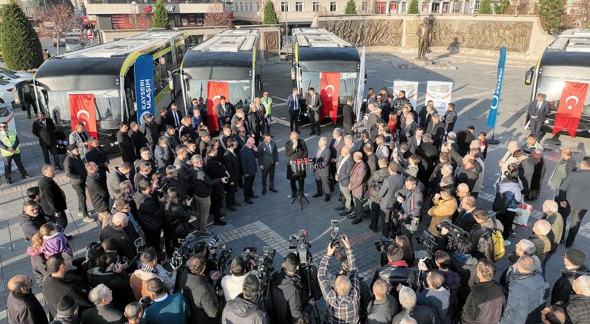 Elektrikli otobüsler Kayseri sokaklarında